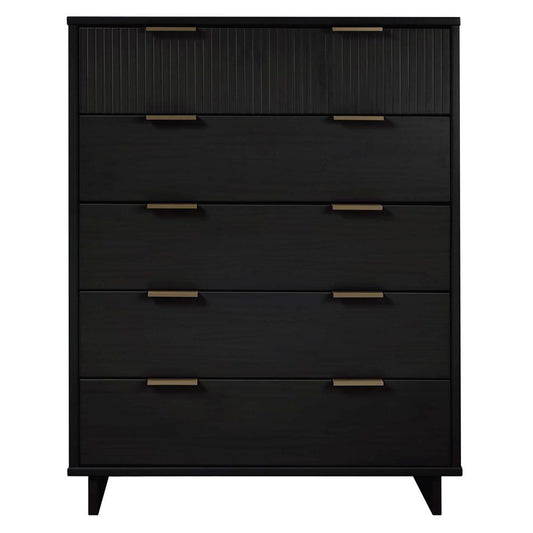 Manhattan Comfort - Granville Tall Dresser with 5 Drawers in Black - DR-5022 veiw 1