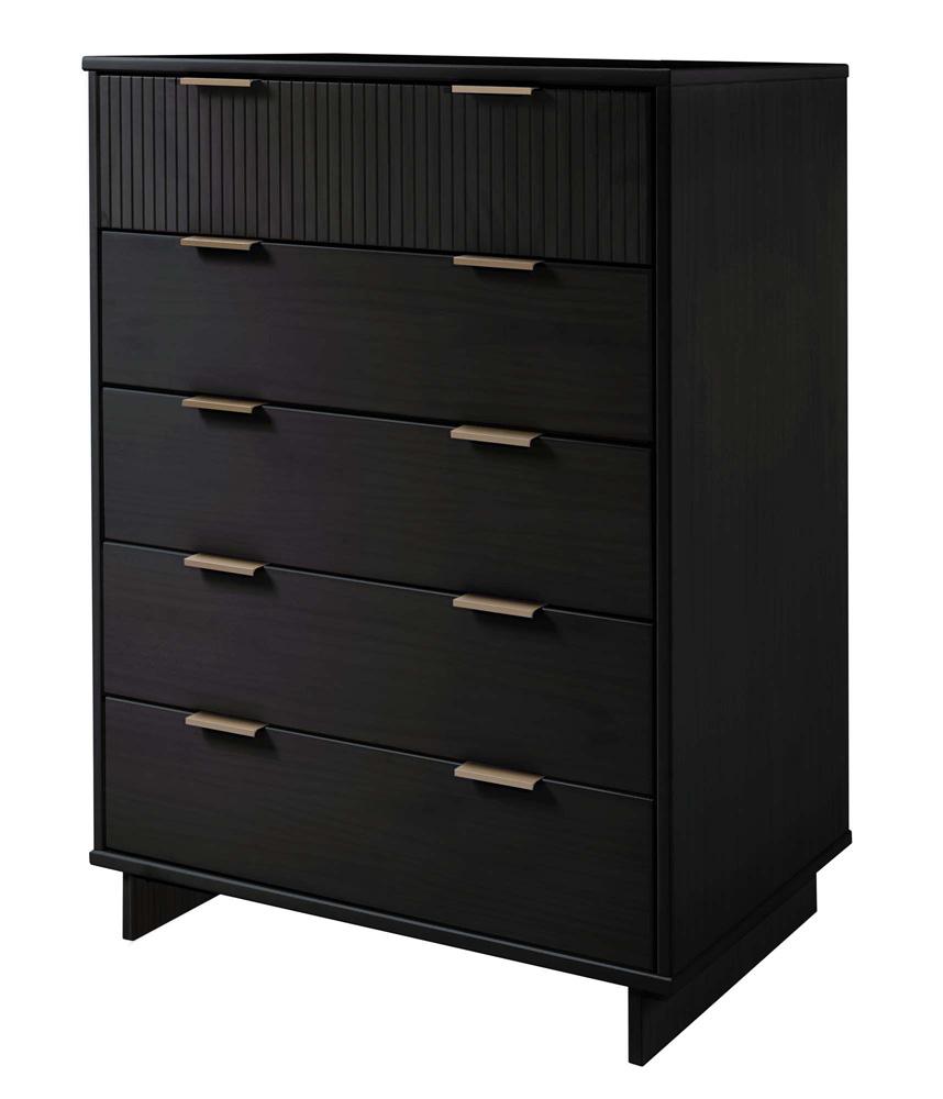 Manhattan Comfort - Granville Tall Dresser with 5 Drawers in Black - DR-5022 veiw 2