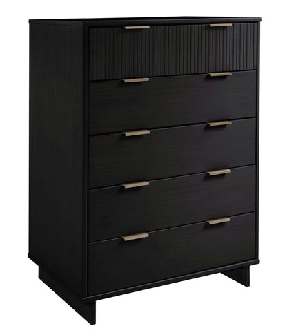 Manhattan Comfort - Granville Tall Dresser with 5 Drawers in Black - DR-5022 veiw 3