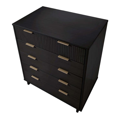 Manhattan Comfort - Granville Tall Dresser with 5 Drawers in Black - DR-5022 veiw 4