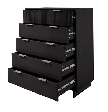 Manhattan Comfort - Granville Tall Dresser with 5 Drawers in Black - DR-5022 veiw 6