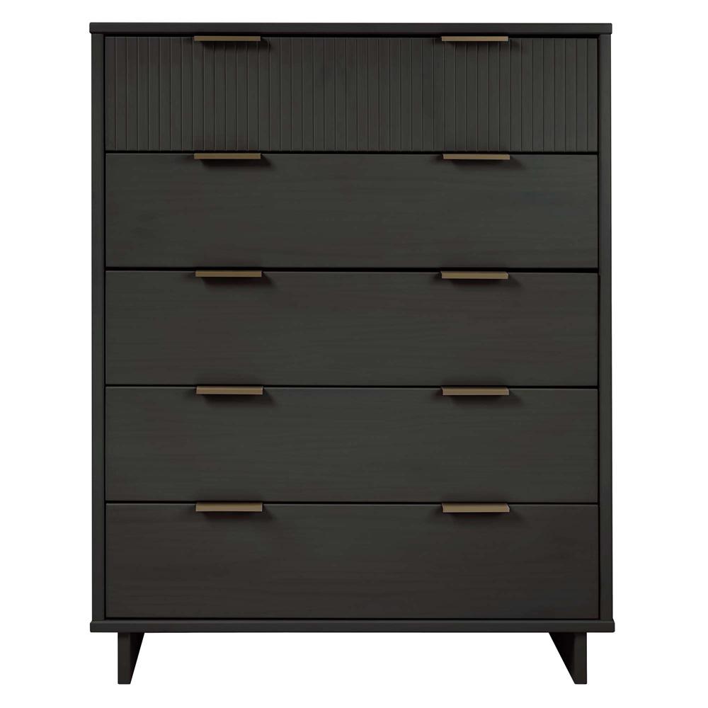 Manhattan Comfort - Granville Tall Dresser with 5 Drawers in Dark Grey - DR-5025 veiw 1