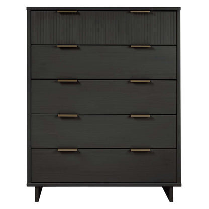 Manhattan Comfort - Granville Tall Dresser with 5 Drawers in Dark Grey - DR-5025 veiw 1