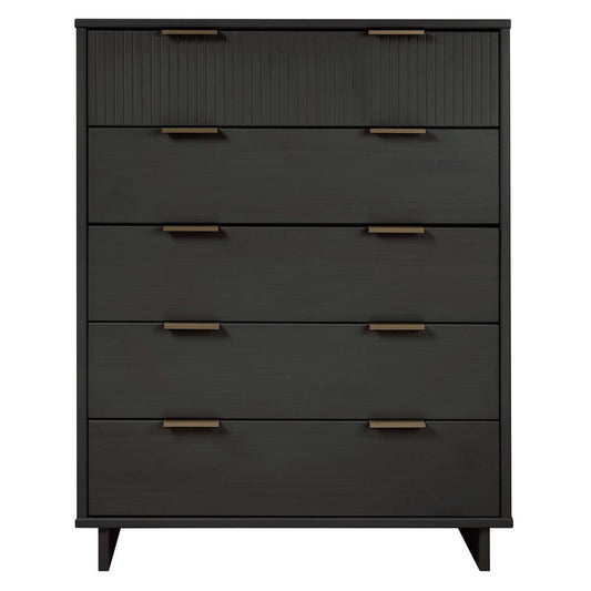 Manhattan Comfort - Granville Tall Dresser with 5 Drawers in Dark Grey - DR-5025 veiw 1
