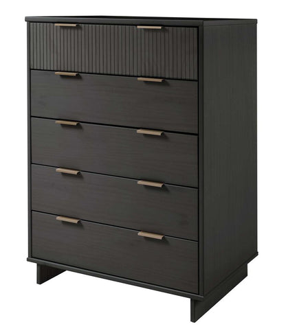 Manhattan Comfort - Granville Tall Dresser with 5 Drawers in Dark Grey - DR-5025 veiw 2