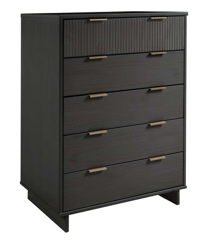 Manhattan Comfort - Granville Tall Dresser with 5 Drawers in Dark Grey - DR-5025 veiw 3