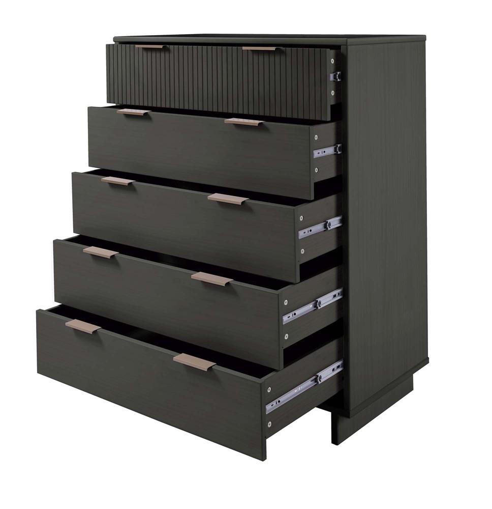 Manhattan Comfort - Granville Tall Dresser with 5 Drawers in Dark Grey - DR-5025 veiw 6