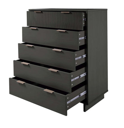 Manhattan Comfort - Granville Tall Dresser with 5 Drawers in Dark Grey - DR-5025 veiw 6