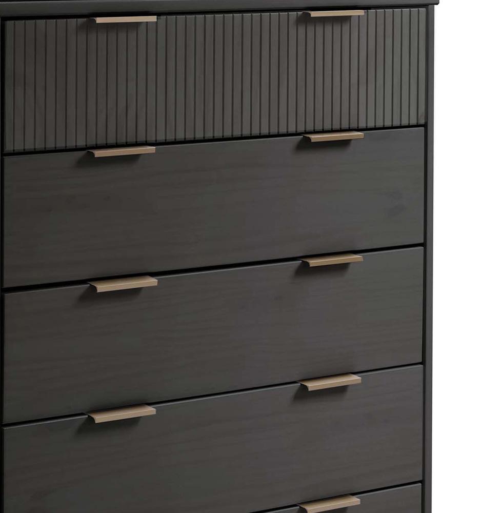 Manhattan Comfort - Granville Tall Dresser with 5 Drawers in Dark Grey - DR-5025 veiw 8
