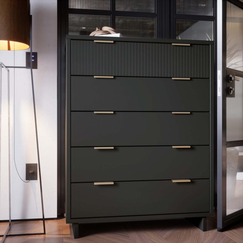 Manhattan Comfort - Granville Tall Dresser with 5 Drawers in Dark Grey - DR-5025 veiw 10