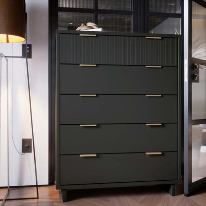 Manhattan Comfort - Granville Tall Dresser with 5 Drawers in Dark Grey - DR-5025 veiw 10