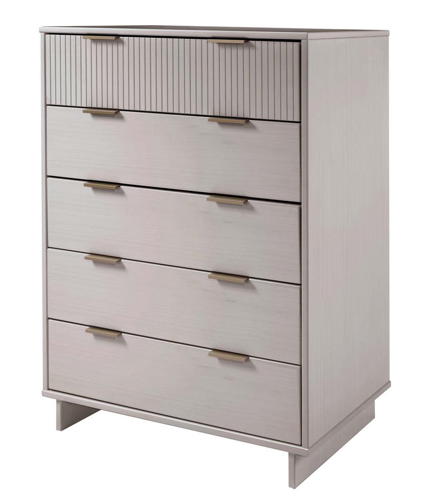 Manhattan Comfort - Granville Tall Dresser with 5 Drawers in Light Grey - DR-5026 veiw 2