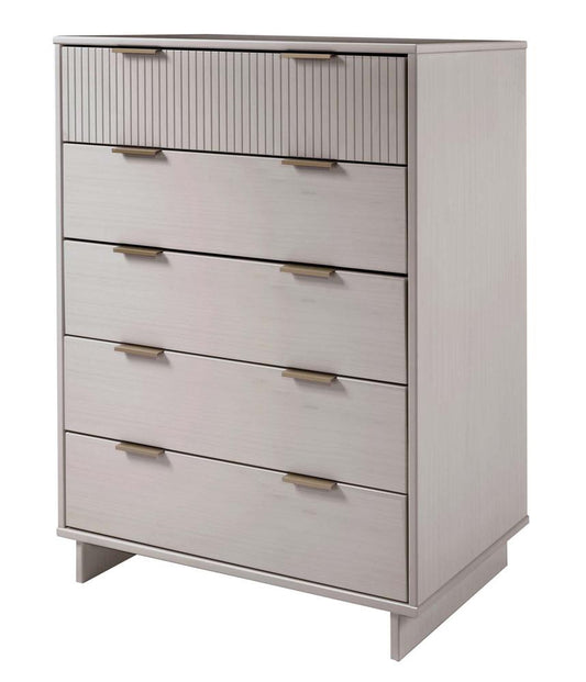 Manhattan Comfort - Granville Tall Dresser with 5 Drawers in Light Grey - DR-5026 veiw 2