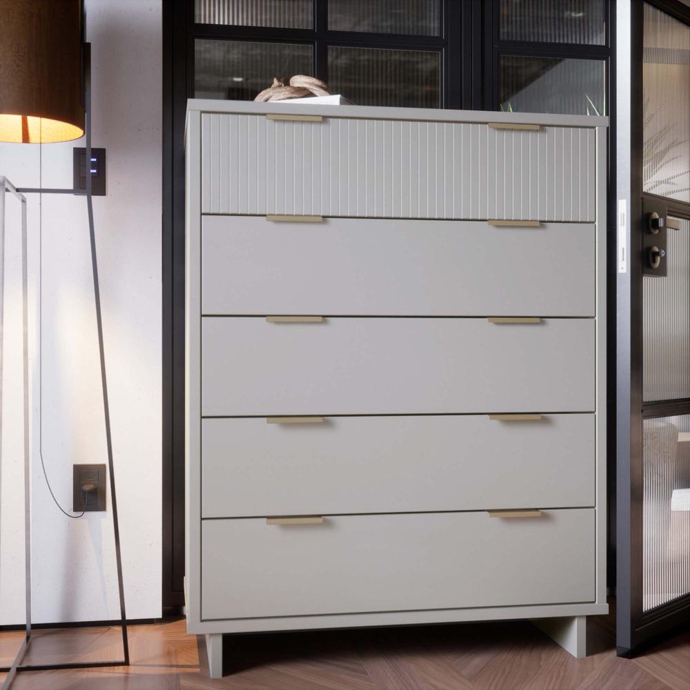 Manhattan Comfort - Granville Tall Dresser with 5 Drawers in Light Grey - DR-5026 veiw 10