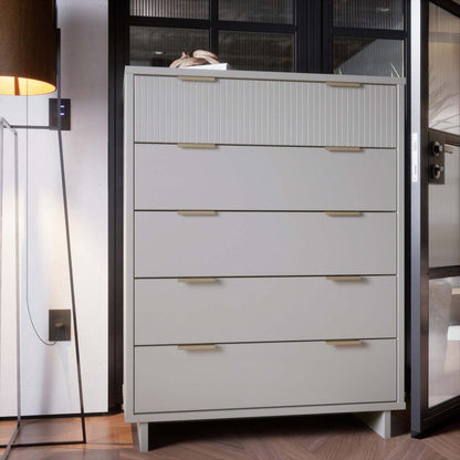 Manhattan Comfort - Granville Tall Dresser with 5 Drawers in Light Grey - DR-5026 veiw 10