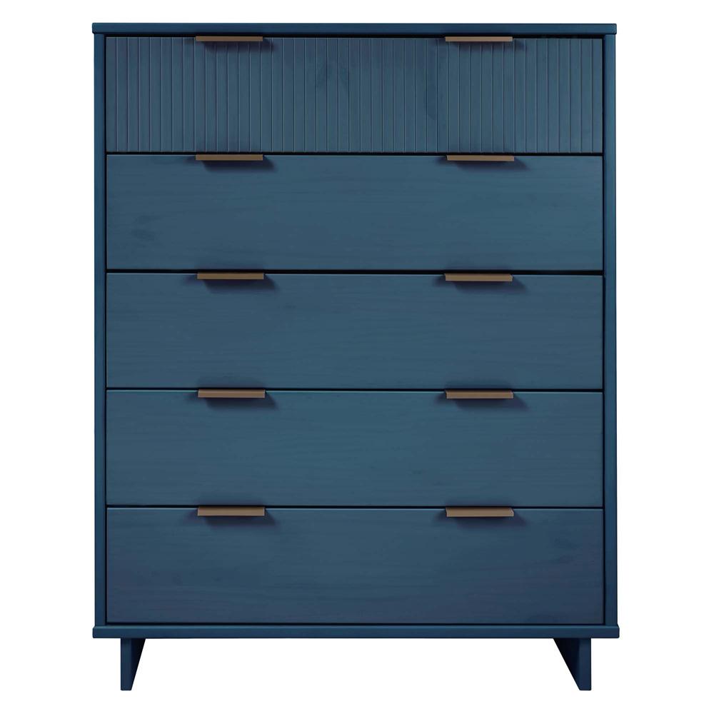 Manhattan Comfort - Granville Tall Dresser with 5 Drawers in Midnight Blue - DR-5024 veiw 1