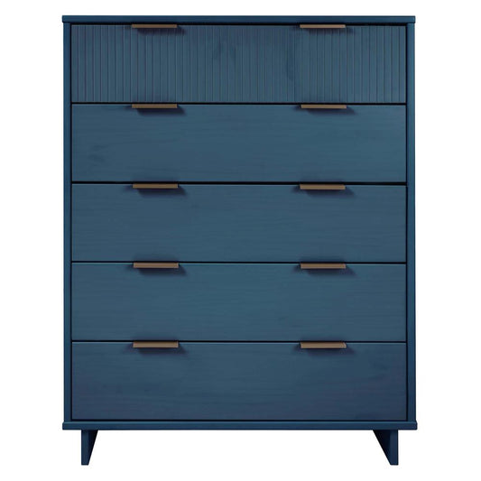 Manhattan Comfort - Granville Tall Dresser with 5 Drawers in Midnight Blue - DR-5024 veiw 1