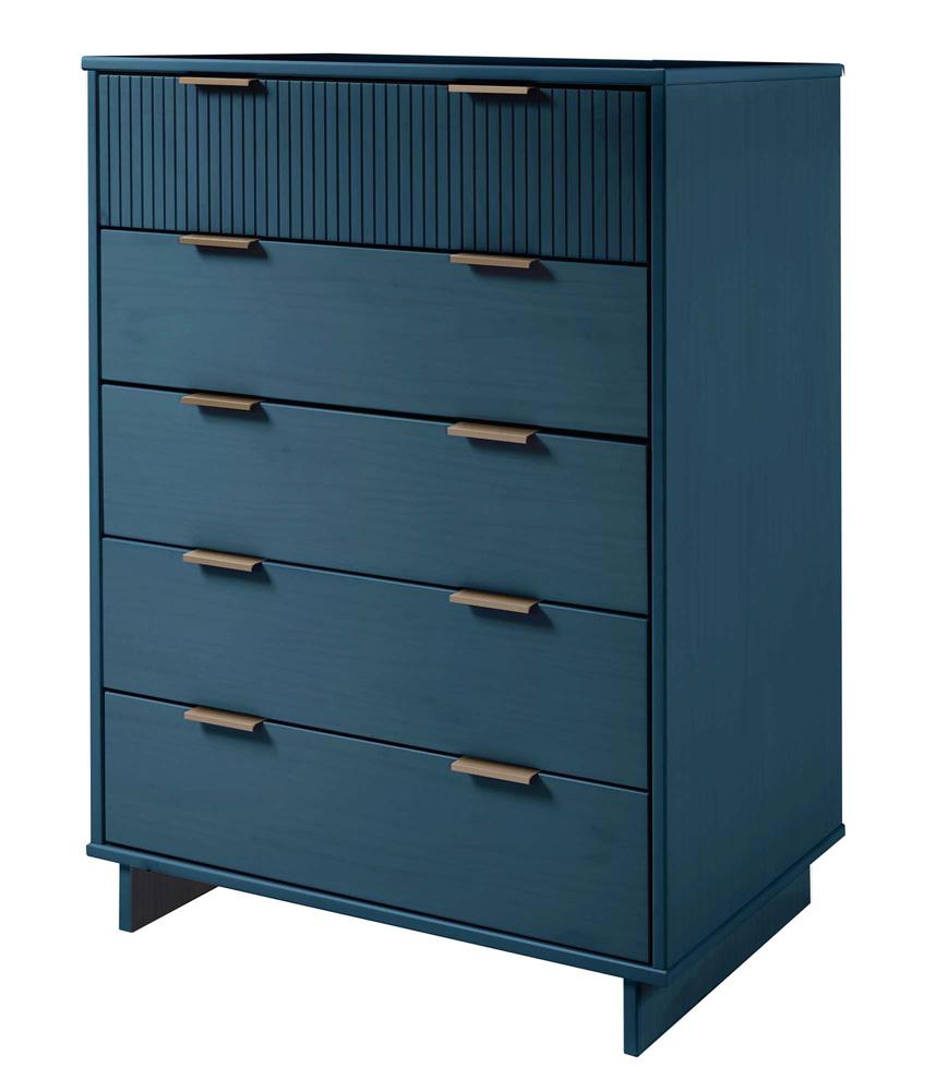Manhattan Comfort - Granville Tall Dresser with 5 Drawers in Midnight Blue - DR-5024 veiw 2