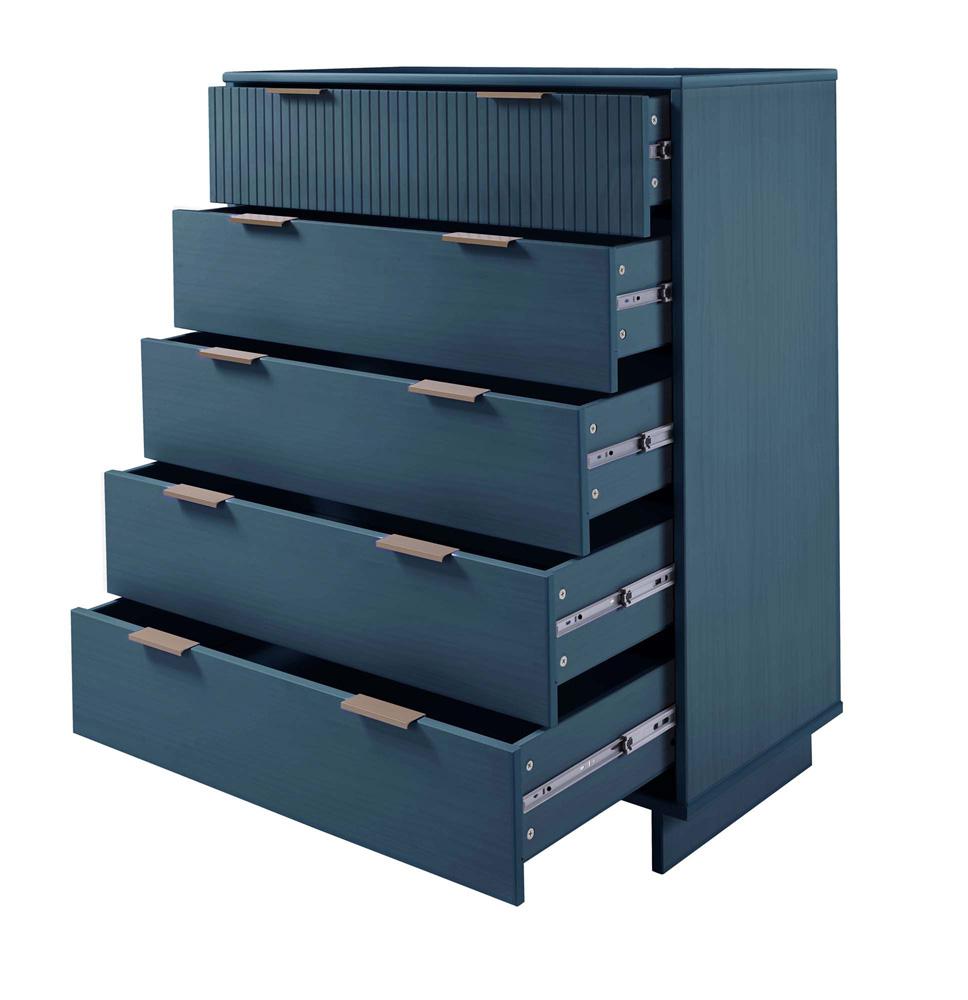Manhattan Comfort - Granville Tall Dresser with 5 Drawers in Midnight Blue - DR-5024 veiw 6