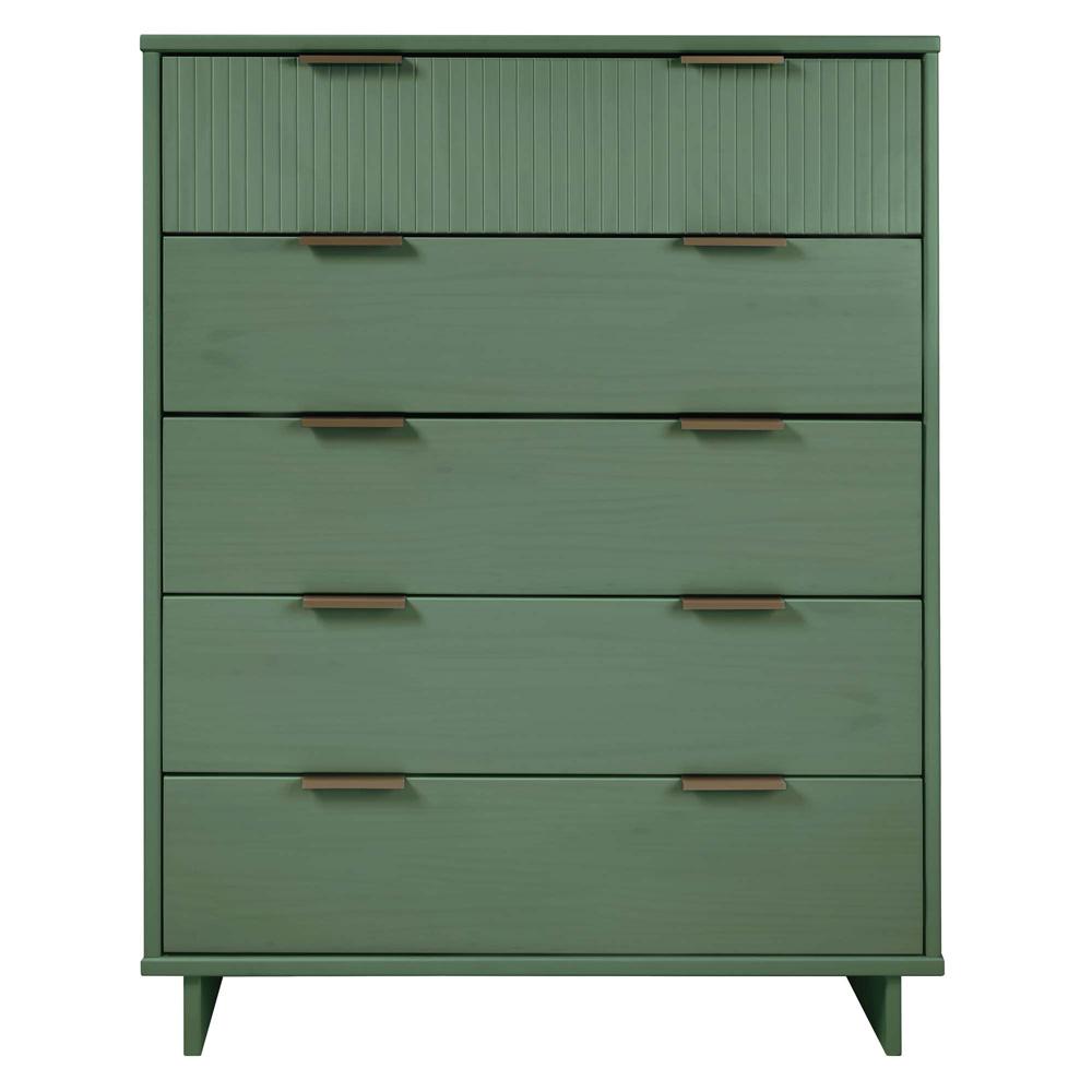Manhattan Comfort - Granville Tall Dresser with 5 Drawers in Sage Green - DR-5023 veiw 1