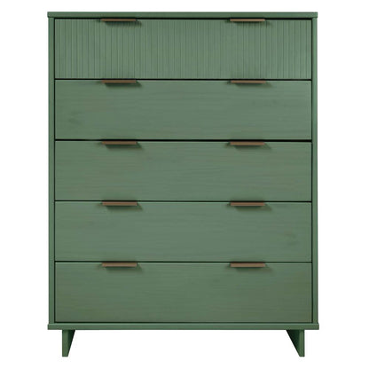Manhattan Comfort - Granville Tall Dresser with 5 Drawers in Sage Green - DR-5023 veiw 1