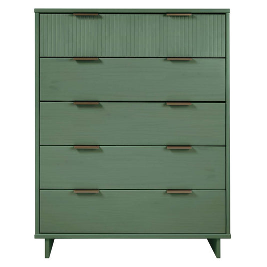 Manhattan Comfort - Granville Tall Dresser with 5 Drawers in Sage Green - DR-5023 veiw 1
