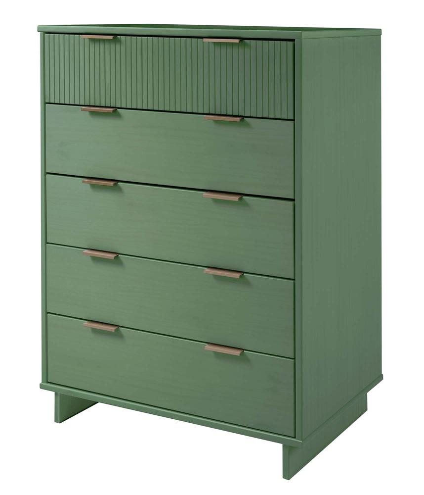 Manhattan Comfort - Granville Tall Dresser with 5 Drawers in Sage Green - DR-5023 veiw 2