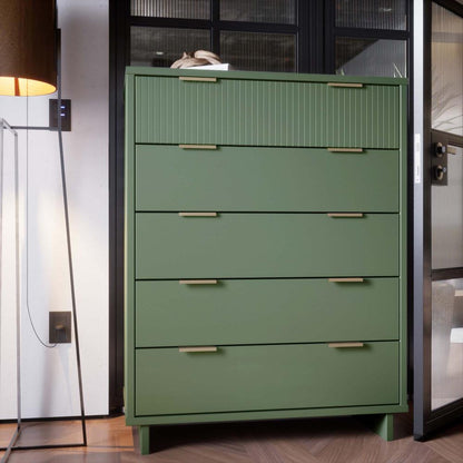 Manhattan Comfort - Granville Tall Dresser with 5 Drawers in Sage Green - DR-5023 veiw 10