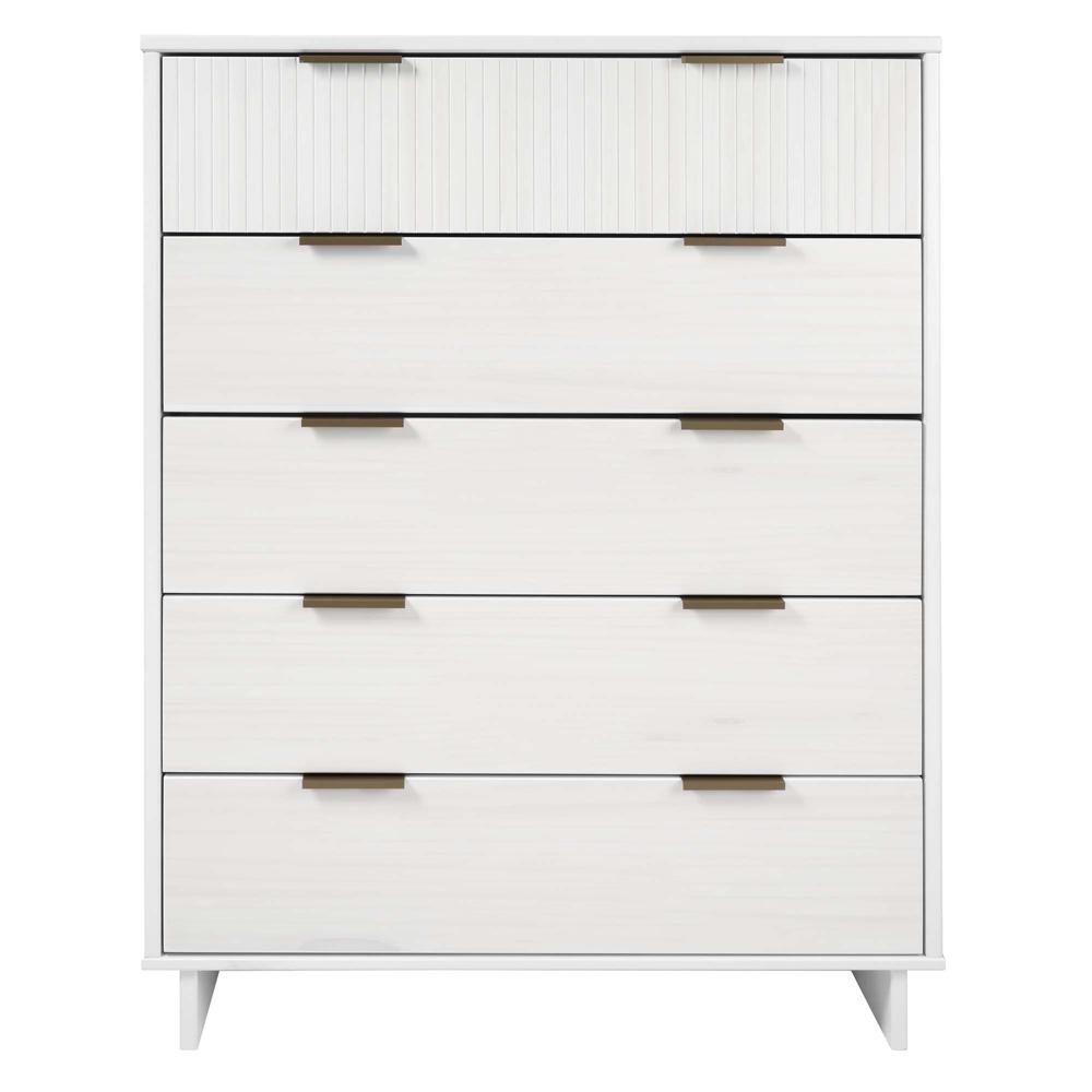 Manhattan Comfort - Granville Tall Dresser with 5 Drawers in White - DR-5021 veiw 1
