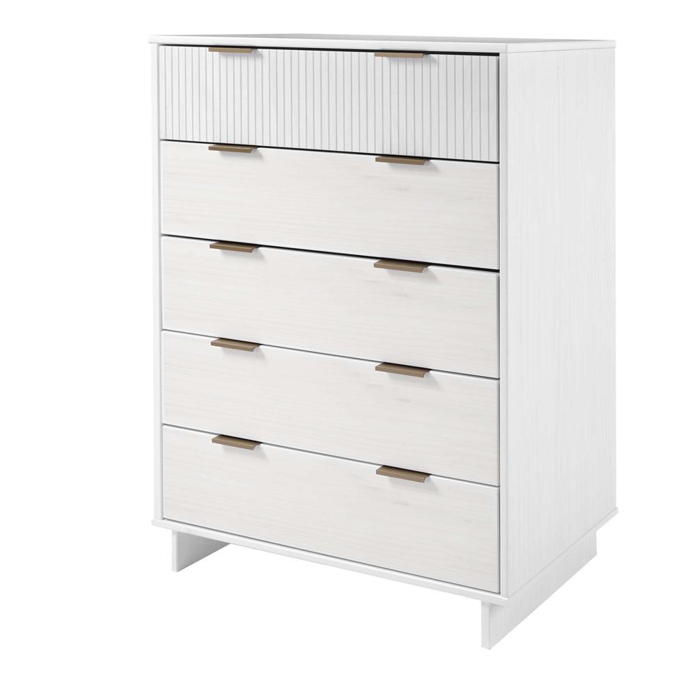 Manhattan Comfort - Granville Tall Dresser with 5 Drawers in White - DR-5021 veiw 2