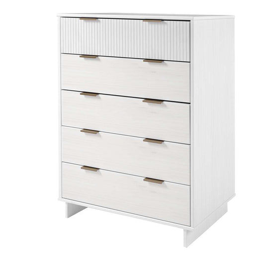 Manhattan Comfort - Granville Tall Dresser with 5 Drawers in White - DR-5021 veiw 2