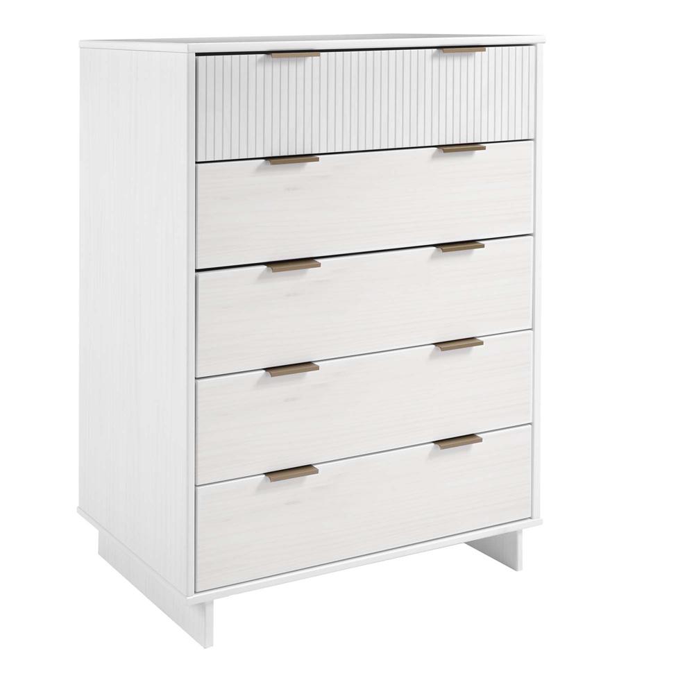 Manhattan Comfort - Granville Tall Dresser with 5 Drawers in White - DR-5021 veiw 3
