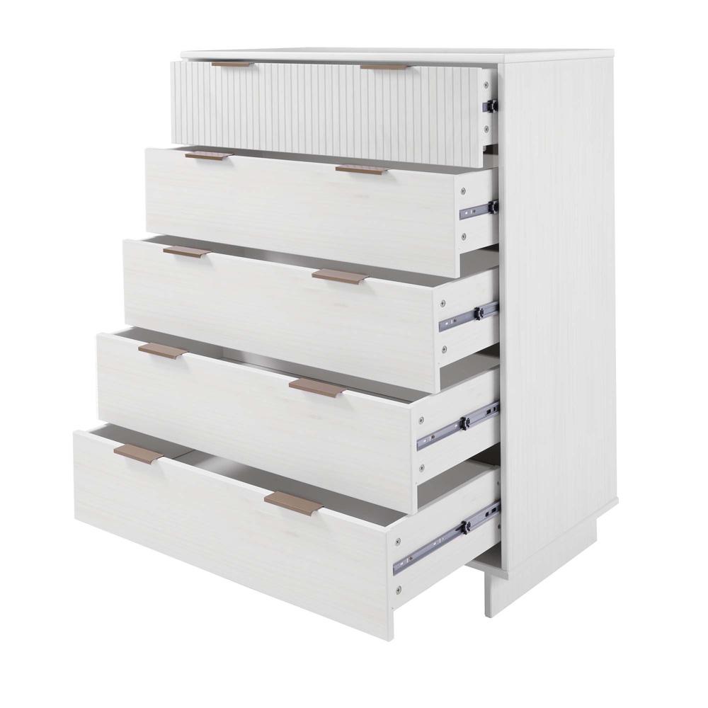 Manhattan Comfort - Granville Tall Dresser with 5 Drawers in White - DR-5021 veiw 6