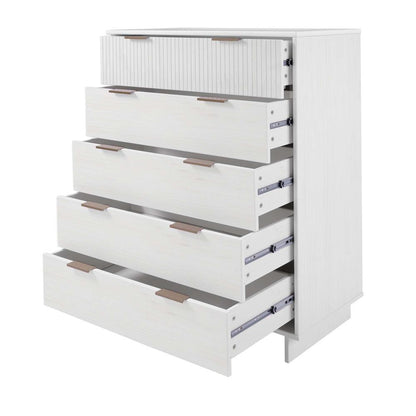Manhattan Comfort - Granville Tall Dresser with 5 Drawers in White - DR-5021 veiw 6