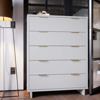 Manhattan Comfort - Granville Tall Dresser with 5 Drawers in White - DR-5021 veiw 10