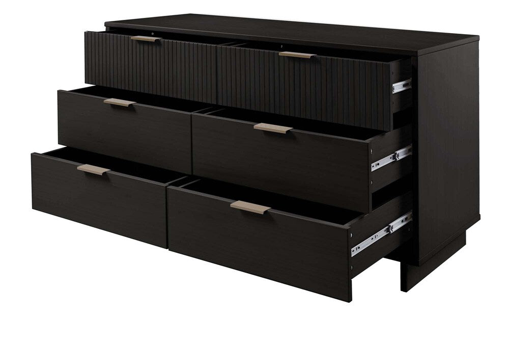 Manhattan Comfort - Granville Double Wide Dresser with 6 Drawers in Black - DR-5032 veiw 5
