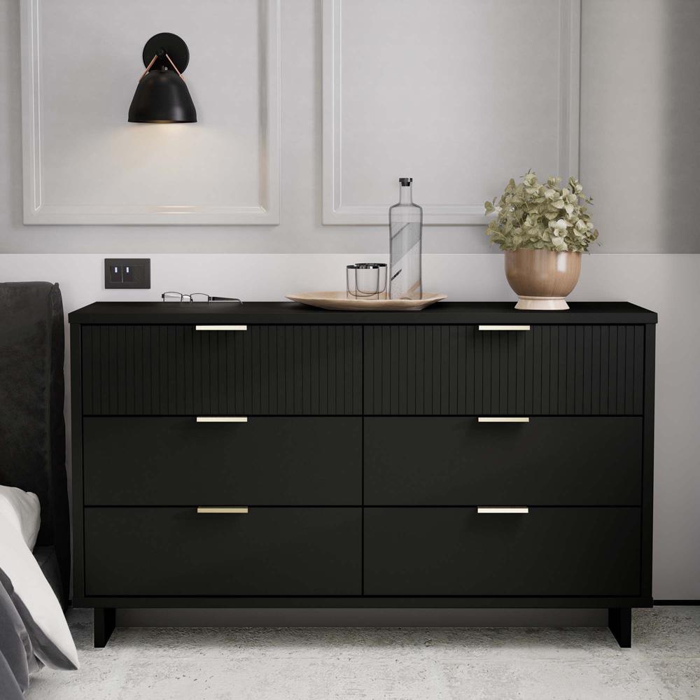 Manhattan Comfort - Granville Double Wide Dresser with 6 Drawers in Black - DR-5032 veiw 10