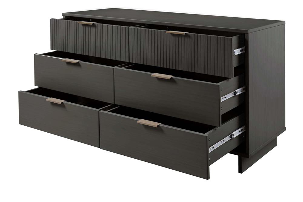 Manhattan Comfort - Granville Double Wide Dresser with 6 Drawers in Dark Grey - DR-5035 veiw 5