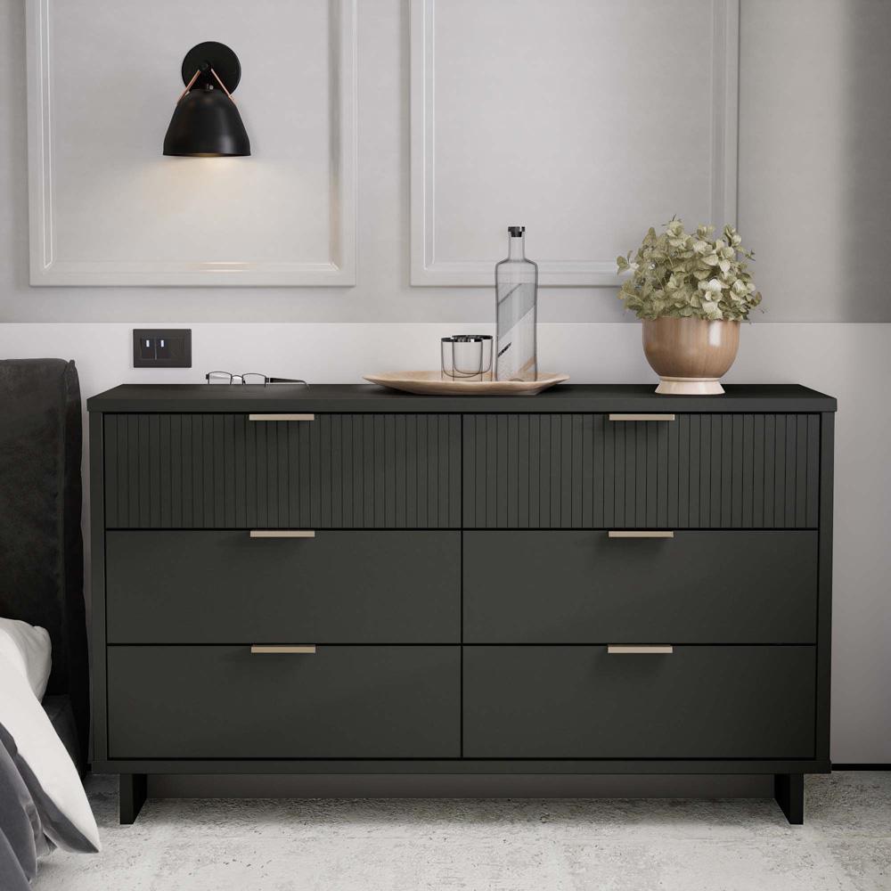 Manhattan Comfort - Granville Double Wide Dresser with 6 Drawers in Dark Grey - DR-5035 veiw 10