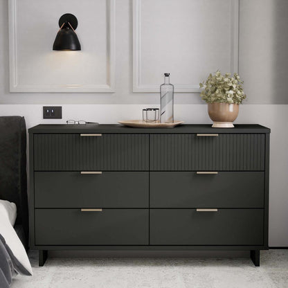 Manhattan Comfort - Granville Double Wide Dresser with 6 Drawers in Dark Grey - DR-5035 veiw 10