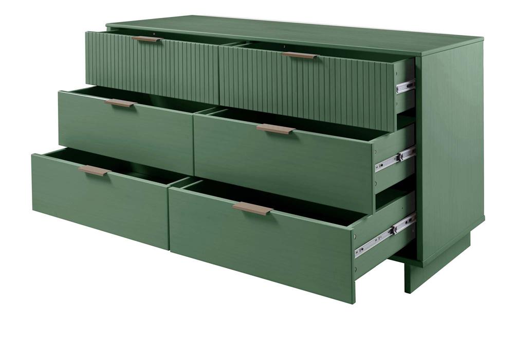 Manhattan Comfort - Granville Double Wide Dresser with 6 Drawers in Sage Green - DR-5033 veiw 5