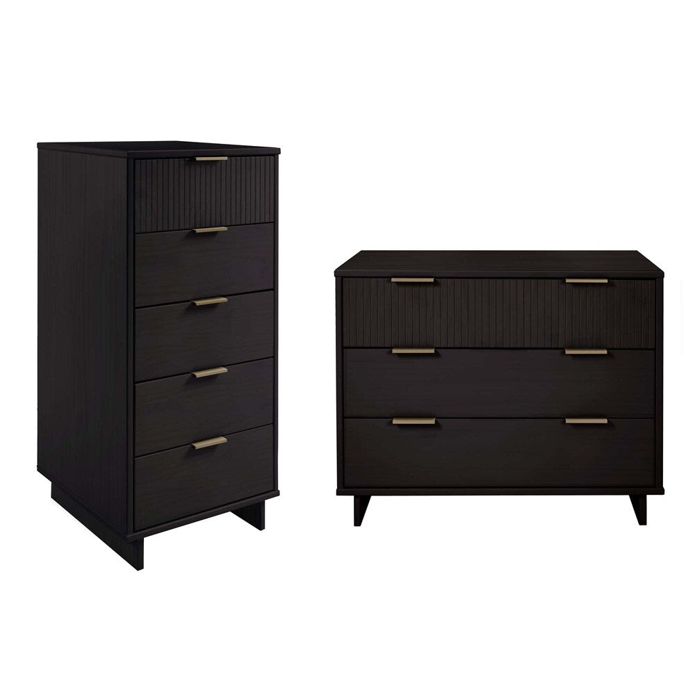 Manhattan Comfort - 2-Piece Granville Tall Narrow and Standard Dresser with 8 Drawers in Black - GRAN012 veiw 1
