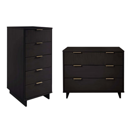 Manhattan Comfort - 2-Piece Granville Tall Narrow and Standard Dresser with 8 Drawers in Black - GRAN012 veiw 1