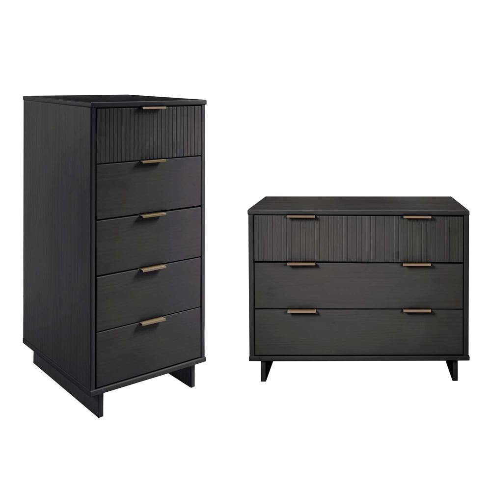 Manhattan Comfort - 2-Piece Granville Tall Narrow and Standard Dresser with 8 Drawers in Dark Grey - GRAN015 veiw 1