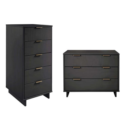 Manhattan Comfort - 2-Piece Granville Tall Narrow and Standard Dresser with 8 Drawers in Dark Grey - GRAN015 veiw 1