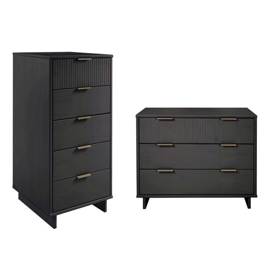 Manhattan Comfort - 2-Piece Granville Tall Narrow and Standard Dresser with 8 Drawers in Dark Grey - GRAN015 veiw 1