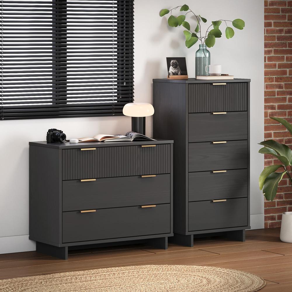 Manhattan Comfort - 2-Piece Granville Tall Narrow and Standard Dresser with 8 Drawers in Dark Grey - GRAN015 veiw 10