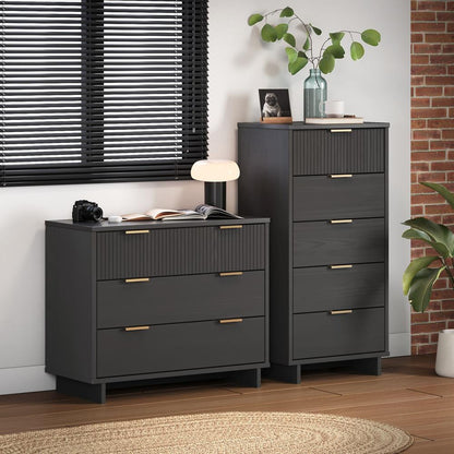Manhattan Comfort - 2-Piece Granville Tall Narrow and Standard Dresser with 8 Drawers in Dark Grey - GRAN015 veiw 10