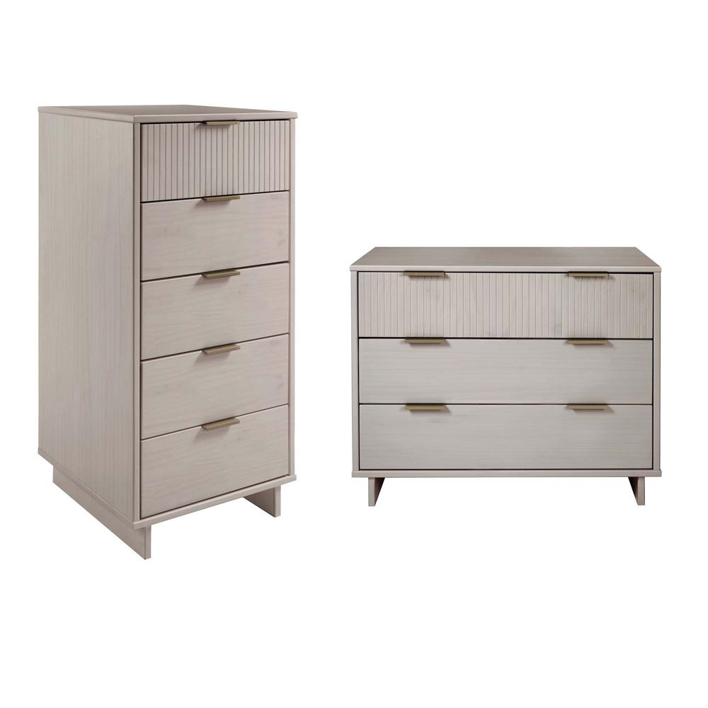 Manhattan Comfort - 2-Piece Granville Tall Narrow and Standard Dresser with 8 Drawers in Light Grey - GRAN016 veiw 1
