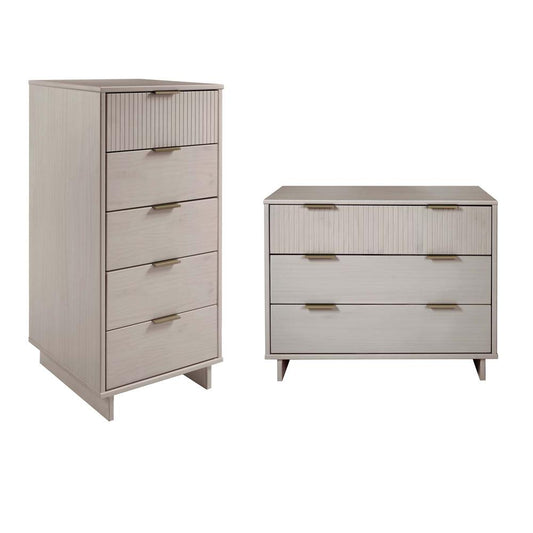 Manhattan Comfort - 2-Piece Granville Tall Narrow and Standard Dresser with 8 Drawers in Light Grey - GRAN016 veiw 1